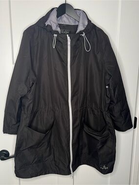 Nuage Black Hooded Raincoat Jacket Plus Size 2X